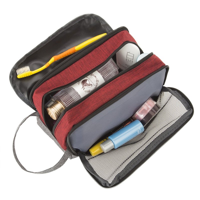 Yeiotsy Toiletry Bag  Color Clash Durable Travel Toiletry Organizer Bag (Red) - Image 5